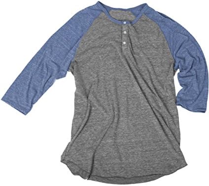 AA 3/4 SLEEVE RAGLAN HENLEY (EC GRY/EC PC BLU) (2XL)
