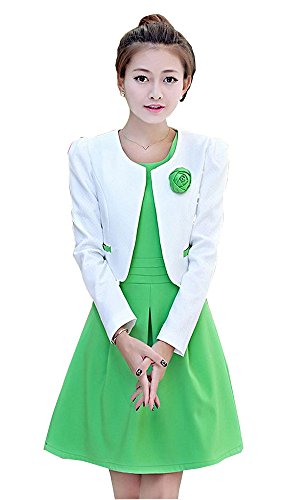 ツーピース スーツ ジャケット ボレロ パーティ ２次会 結婚式 ショートジャケット ノースリーブワンピース デート カジュアル キュート エレガンス レディース 秋物 冬物 可愛いスカーフ付き R492