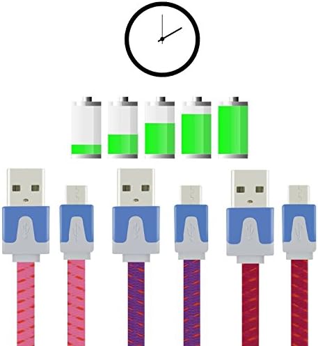 oneBuyone Pack of 3 Colorful Extra long(6 feet/2 meter) Sturdy Fabric Nylon Braided Micro USB Charging Cord Data Sync Cable for Samsung Galaxy Note, Samsung Galaxy S3/S4, Google Nexus 7, Google Nexus 10, Google Nexus 4 (Purple/Pink/Rose)