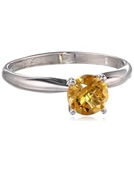 14k Gold 6mm Round Citrine Gemstone Solitaire Ring (3/4 ct)