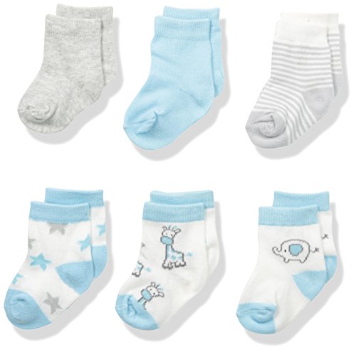 BON BEBE Baby Best Friends Assorted 6 Pack Sock Set, Neutral, 0-9 Months
