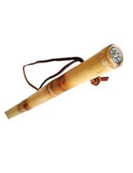 Hiking Staff - 51" Bamboo with Compass. This all natural hiking pole with leather strap and built-in compass is perfect for a walk in the woods or hike up a mountain.Natural wood grains, colors and shapes may vary