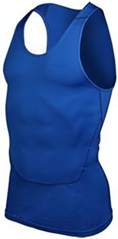 Urparcel Men Quick Dry Wicking Tank Top Gym Run Sports Vest Solid Shirt Blue