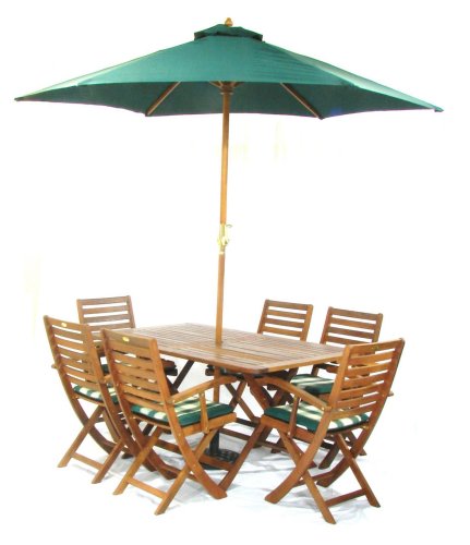 Napoli Folding 6 Seater Garden Furniture Set  Fully Dressed  Green
