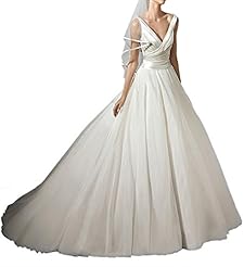 V-neck Natural   Waistline Organza/Satin  Vintage  Ball Gown Wedding Dress 