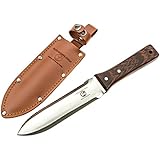 Hori Hori Knife - Ideal Gardening Tool - Ezy Garden Digging Companion - Sharp Stainless Steel Blade with Strong Wooden Handle and Leather Sheath - Tackles Soil with Ease - Lifetime Warranty