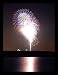 Fireworks (Reflection on Water) Gold Wood-Mounted Art Poster Print - 13" X 19"