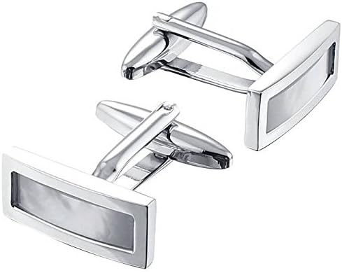 White/Silver Mother of Pearl Narrow Rectangular Cufflinks by Gaventa London