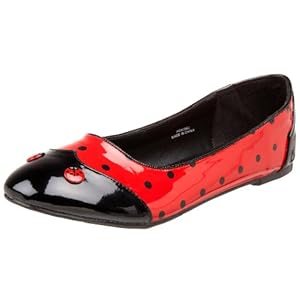 Funtasma by Pleaser Women's Ladybug-18 Flat,Black/Red Patent,8 M US