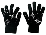 Fashion Every Day Girls Ice Skating Gloves with Clear Rhinestones Snow Flakes
