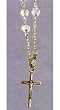 Silver Plated Bracelet with Clear, Blue, or Pink Beads, Crucifix, and Gift Box - MADE IN ITALY