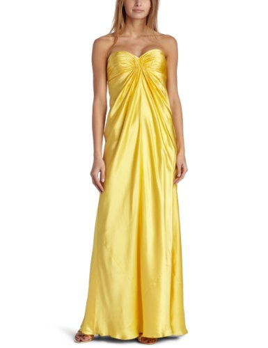 Laundry by Shelli Segal Women's Silk Charmeuse Solid Pleat Front Gown