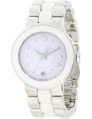 Movado Womens 0606540 Cerena Stainless Steel/White Ceramic Case Watch