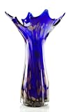 Cobalt Blue with 24k Gold Art Glass Vase E25 (MH13)