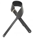 Levy's Leathers, PM50-BLK, 3 carving leather guitar strap with heavy harness stitching, Black