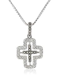 Judith Jack "Angelic" Sterling Silver, Marcasite and Crystal Cross Pendant Necklace, 18"