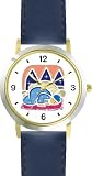 Moslem or Muslim Men at Prayer - WATCHBUDDY® DELUXE TWO-TONE THEME WATCH - Arabic Numbers - Blue Leather Strap-Children's Size-Small ( Boy's Size & Girl's Size )