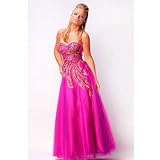Nina Canacci Juniors Fuchsia Peacock Design A-Line Gown Size 0-18