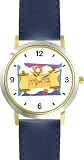 Toran Scroll No.3 Judaica Jewish Theme - WATCHBUDDY&reg; DELUXE TWO-TONE THEME WATCH - Arabic Numbers - Blue Leather Strap-Size-Large ( Men's Size or Jumbo Women's Size )