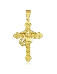 10k Gold Marine Christian Cross Pendant