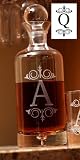 30oz Etched Monogram Whiskey Decanter Q