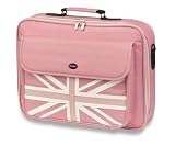 Oliepops Pink Union Jack laptop Case Bag- Fits 15, 16, 17 (Shoulder Strap Included)