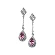 14K White Gold Pink Tourmaline and Diamond Earrings