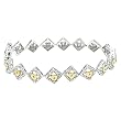 Tressa Sterling Silver and Vermeil Two-tone Cubic Zirconia Heart and Square Link Bracelet