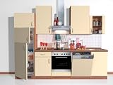 K&Atilde;&frac14;chenzeile 280 cm breit, Vanille/Zwetschge Dekor, inkl. Elektroger&Atilde;&curren;te/APL/Glasschrank