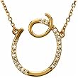 14k Yellow Gold Dazzling O Initial Diamond Necklace