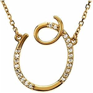 14k Yellow Gold Dazzling O Initial Diamond Necklace