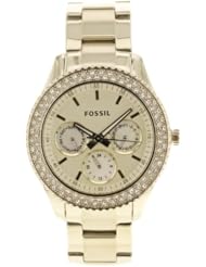 Fossil Womens ES3101 Stainless Steel Analog Gold Dial Watch