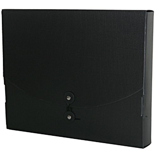 Medium Wide Black Ribbed Kraft Button & String Portfolios (9 1/2 x 12 x 1 1/2) - Sold individually