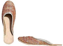 Beaded & Sequin Indian Leather Slippers for Women Handcrafted Casual Footwear Available in Various Sizes