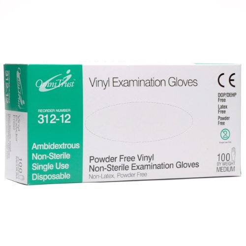 Vinyl Powder Free Medical Exam Gloves Medium 100/box
