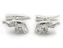 3D Sterling Silver African Elephant and Tusks Cufflinks