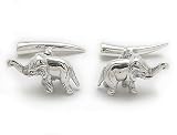 3D Sterling Silver African Elephant and Tusks Cufflinks