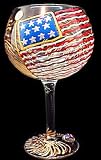 America's Flag Design - Hand Painted - Grande Goblet - 17.5 oz..
