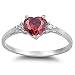 925 Sterling Silver Ring Ruby Red CZ-Heart Shape-Band Width:2mm