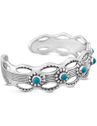 Sterling Silver Blue Turquoise Cuff Bracelet - Large