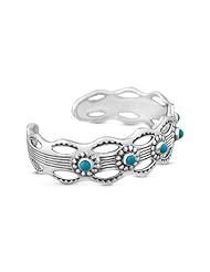 Sterling Silver Blue Turquoise Cuff Bracelet - Small
