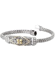 925 Silver Filigree Flower Scroll Bracelet with 18k Gold Accents- 7.5 or 8.5 IN