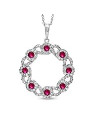 1.84ct tw Circle Pendant with Ruby and Diamonds Set in 14k Gold