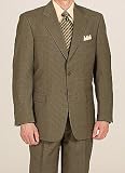 Kilburne & Finch Medium Brown 2 Button Center-vented Woven Net Pattern Suit with Pleated Pant