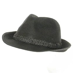 New PP Waterproof Braid Band Fedora Crushable Hat Black Large - Extra Large