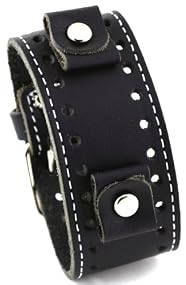 Nemesis Black Wide Leather Cuff Wrist Watch Band