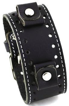 Nemesis Black Wide Leather Cuff Wrist Watch Band