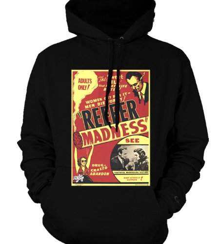 Reefer Madness Movie Poster Mens Sweatshirt - Officially Licensed Cult Films Movie Poster Mens Hooded Pullover Sweater - Large - Black