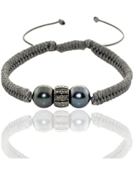 Diamond Pave Sterling Silver Macrame Bracelet Handmade Jewelry