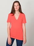 American Apparel Unisex Sheer Jersey Short Sleeve Deep V-Neck